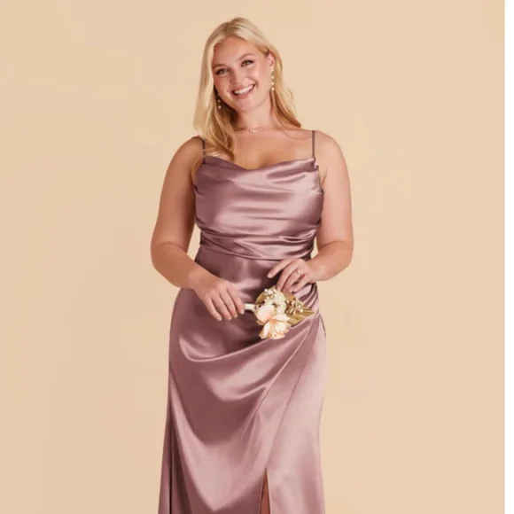 Lydia Shiny Satin Dress - Dark Mauve from Birdy Grey Small - Picture 2 of 8